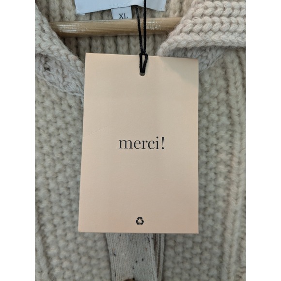 LA LIGNE Nuage Cardigan Oatmeal Cable Knit Collar Pockets XL - Picture 4 of 12